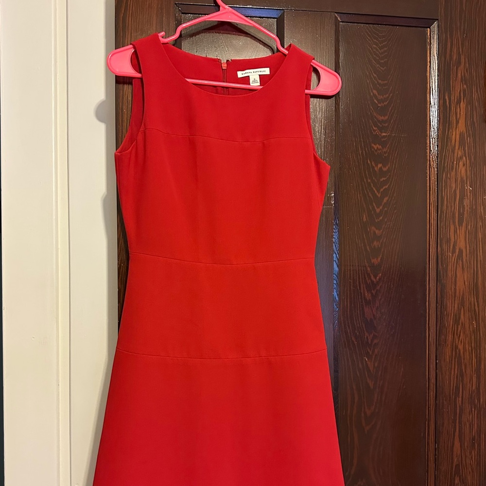 Banana Republic Red Sheath Midi Dress Scoop Neck Sleeveless